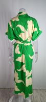 Vestidos largos elegantes para mujer, solapa, cuello en V, manga corta, cintura alta, oficina, Maxi Verde S - details 4