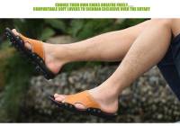 Sandalias de cuero para hombres Zapatillas de playa de verano Sandalias genuinas Zapatillas planas transpirables huecas Zapatillas casuales - details 3