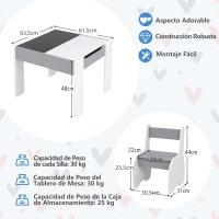 Juego de mesa y silla infantil 4 en 1, mesa infantil de madera con 2 sillas, manualidades, dibujo, lectura, mesa infantil con almacenamiento, pizarra desmontable para guardería (verde) - details 29