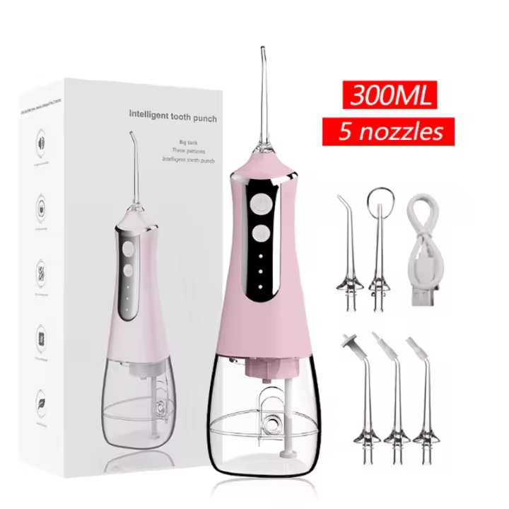 Irrigador bucal cecotec portátil con 4 boquillas, 9 modos, tanque de agua desmontable de 300ml,resistente al agua, irrigador bucal de pulso doméstico recargable Irrigador bucal eléctrico,lrrigador Dental Inalámbrico, Waterpik, comprar irrigador dental - 1