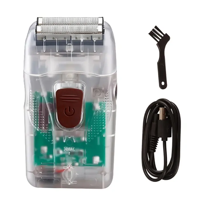 Afeitadora portátil para hombre, máquina de afeitar eléctrica recargable de doble cabeza, con carcasa transparente - 1