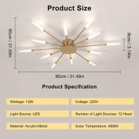 Goeco Luz de Techo LED Dorada 12 Cabezales, 12W, Montaje Directo, Eficiencia Energética - details 1