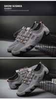 Sandalias planas huecas de malla de moda para exteriores, zapatos deportivos informales de cuero para hombre - details 16