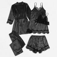 Conjunto De Pijama De Seda Para Mujer 5 Piezas Lencería Sexy De Encaje Camisola Y Pantalones Ropa Interior Para Dormir En Casa - details 1