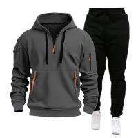 Conjunto de dos piezas con capucha y pantalones deportivos con cremallera para hombre, novedad, primavera e invierno - details 8