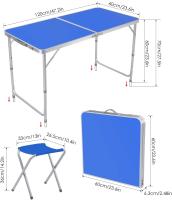 Mesa plegable, juego de 5 uds., mesa de Camping de aluminio de 120cm plegable con 4 taburetes, muebles de exterior, mesa de Picnic y silla portátil - details 2