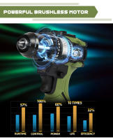 Mini Taladro Eléctrico sin Escobillas 17V PROSTORMER 55NM Fuente de Alimentación de Batería Li-ion 5pcs Bit Power Taladro de Pared Cordless - details 6