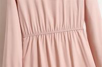 Vestido largo ajustado a la cintura con jersey de manga larga de color liso para mujer - details 23