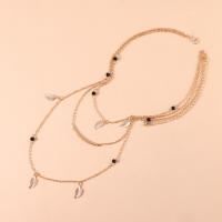 Collar con colgante de tubo doblado de hoja pequeña Popular para mujer, collar de moda Retro Simple de múltiples elementos - details 4