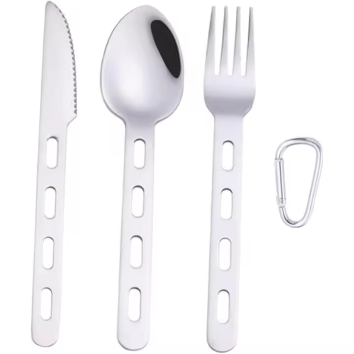 1 Juego de cubiertos, juego de cucharas, utensilios para servir, accesorios para acampar, Kit de viaje, cubertería, utensilios de cocina para acampar, vajilla útil para restaurante, cubiertos desmontables, cuchara, tenedor cortador - 1