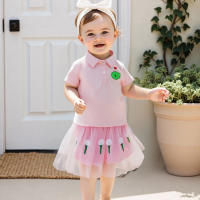 Pudcoco, trajes de verano de 2 piezas para niños y niñas, Tops con estampado de campo de Golf de solapa de manga corta, conjuntos de falda de tul de corte A 6M-4T - details 3