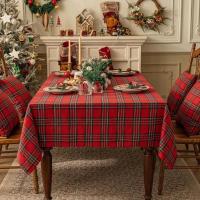 Mantel Elegante de Cuadros Vintage Rojo Verde para Navidad Cubierta de Mesa de Comedor para Hogar y Decoración - details 6