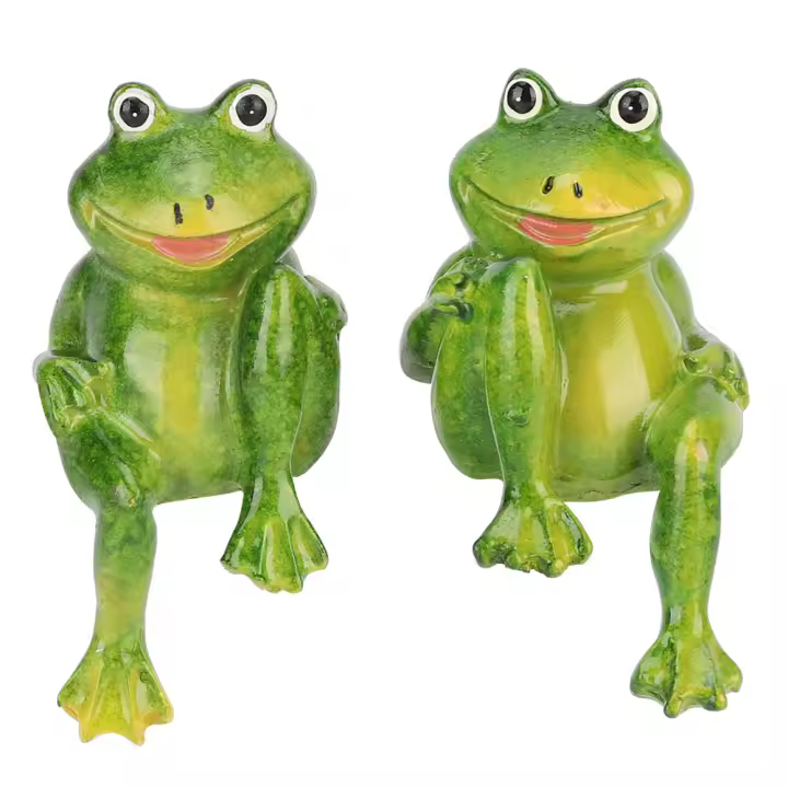 Estatua de ranas de resina, escultura de decoración de jardín al aire libre para el hogar, escritorio, adorno de jardín, 2 uds. - 1