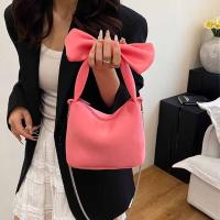 Bolso de mano versátil y creativo con lazo para mujer, bolso de mano de Color rosa de estilo coreano, bolso de hombro dulce de gran capacidad rojo para uso diario - details 14