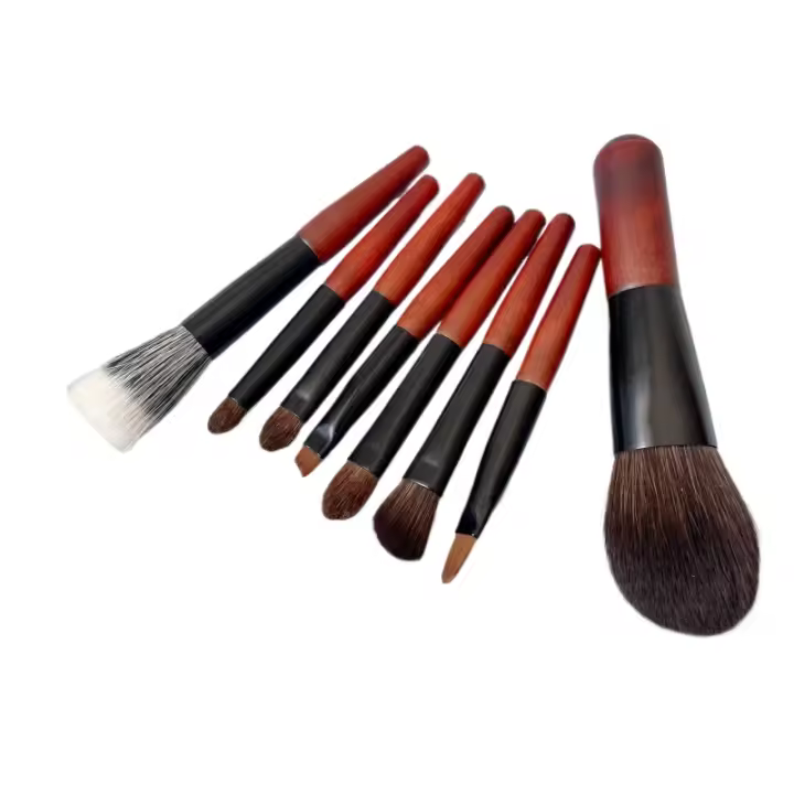 8 mini mini pinceles de maquillaje de pelo animal, cepillo de cobertura con bolsa, cepillo de base, cepillo de sombra de ojos, cepillo de maquillaje portátil - 1
