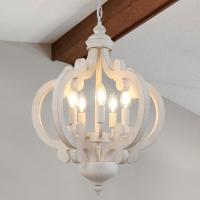 Lámpara de Techo de Madera de 5 Luces Lámpara Colgante Rústica Blanca Envejecida para Comedor, Dormitorio, Cocina - details 0