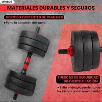 Ajustables【Discos de Cemento |   10-40 kg】con Barra Recta de Conexión |   Pesas Ergonómicas para Hombres y Mujeres, Gimnasio en Casa, Fitness (Transformador Rojo/Naranja) - details 3
