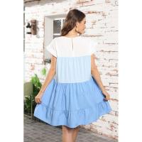 Vestido suelto con bloques de color, informal, con mangas con volantes, corte ajustado - details 9