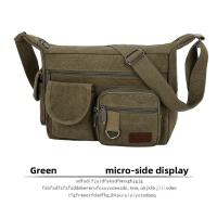 Bolso cruzado para hombre, lona Vintage, correas ajustables, múltiples bolsillos con cremallera, duradero, para senderismo al aire libre - details 15