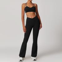 Conjunto de Yoga Ajustado de Cuidado de Belleza de Espalda Cruzada Traje de Fitness de Cintura Alta y Levantamiento de Caderas Conjunto de Nylon con Sujetador y Pantalones - details 4