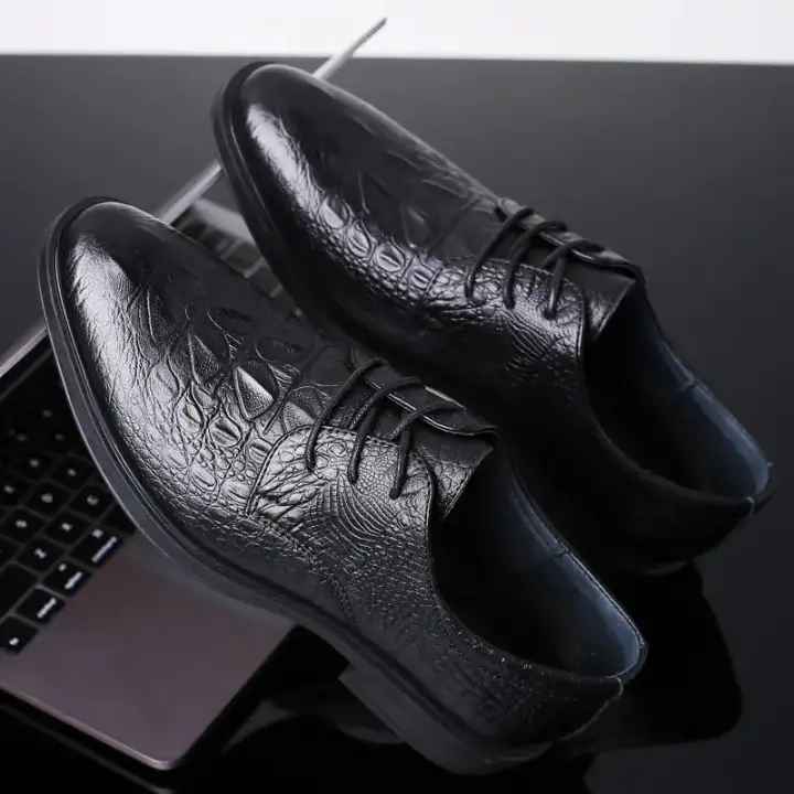 Nuevos zapatos de hombre de cuero estilo británico vestido de negocios zapatos de cuero altura interior de los hombres aumentada en 6 cm - 1