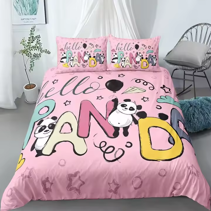 Funda de edredón con estampado de Panda, juego de cama, funda nórdica de bambú para adultos y niños, ropa de cama y fundas de almohada, fundas de edredón, juegos de cama - 1