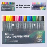 Set de Marcares de Acuarela de 12/24/36/48 Colores Pluma de Pincel Doble Punta y Pluma de Dibujo de Línea Fina Suministros de Arte Escolar - details 11