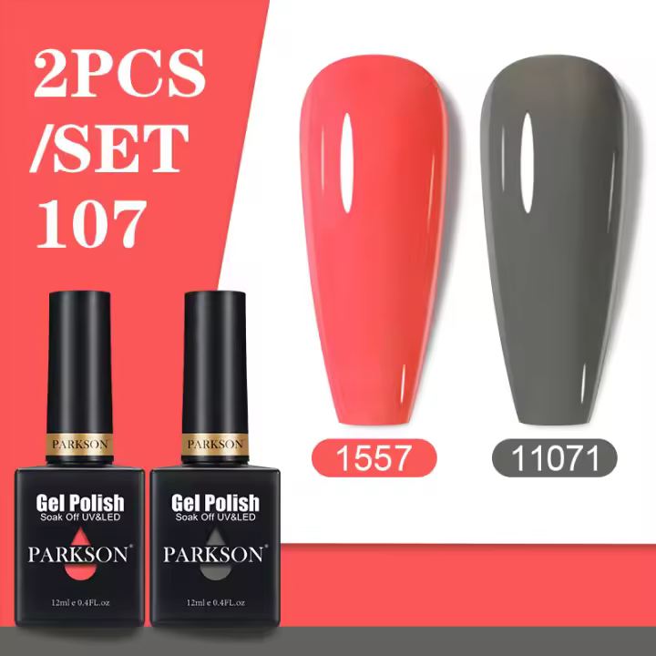 Parkson-Juego de esmaltes en Gel para uñas, Base y capa superior, barniz semitransparente para arte de uñas, laca de Gel UV semipermanente de larga duración, 12ml - 1