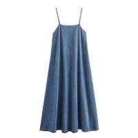 OUWU-Vestido Midi plisado con espalda descubierta y azul a la moda para mujer, vestidos Vintage elegantes con tirantes finos y cuello cuadrado para - details 1