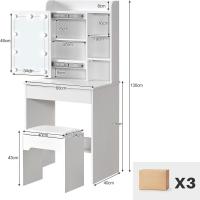 taburete, mesa de maquillaje con 7 estantes y 1 cajón grande para organizador de dormitorio - details 2