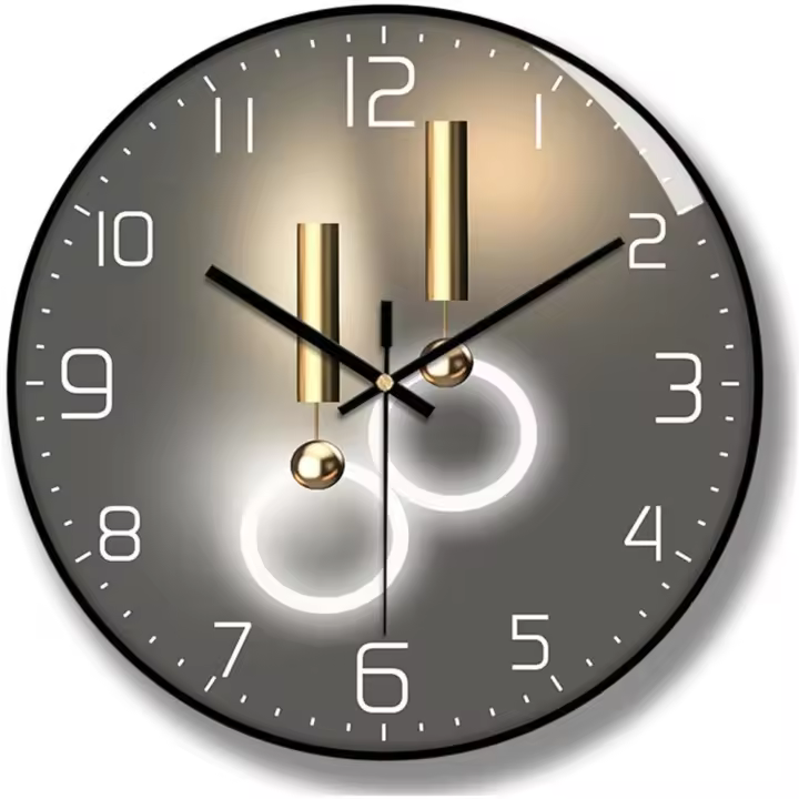 Reloj de pared Diámetro 30 cm Números redondos Reloj de pared de cuarzo Sin tictac Funciona con pilas (Negro) - 1