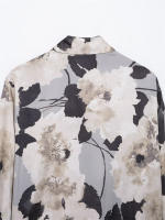 OUWU- Vintage Casual Chic Satén Mujer Traje Estampado De Flores Camisa De Manga Larga Falda Larga Nueva Moda 2025 Primavera Verano Conjuntos Sedosos - details 6