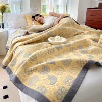 Manta de Algodón Puro Diseño de Gato en Cuadros Amarillo Tamaño de Cama Rey Ideal para Verano - details 4