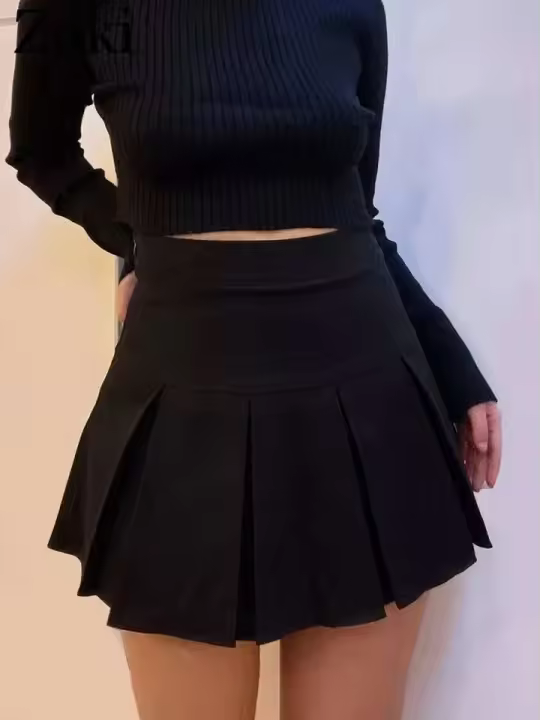 Falda plisada gris Vintage para mujer, minifaldas Kawaii de cintura alta, uniforme escolar de moda coreana, ropa de calle Haruku para primavera - 1