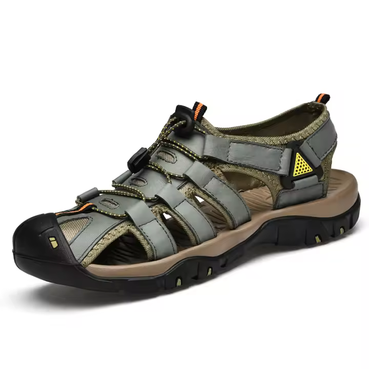 Sandalias de piel auténtica para hombre, zapatos informales para la playa, calzado deportivo antideslizante para exteriores, zapatos romanos de talla grande 38-48 - 1