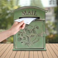Cajas de correo vintage para casa, buzón montado en la pared, puertas, buzón verde de hierro, buzón artístico, entrega de paquetes para paredes de adorno de jardín exterior - details 2