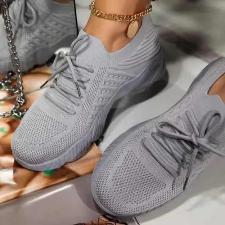 1 par de zapatillas para correr cómodas con cordones y plataforma deportivas informales a la moda para mujer - 1