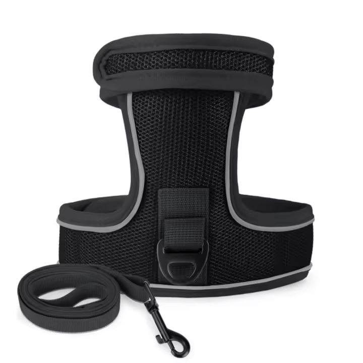 Conjunto de correa y arnés reflectante para mascotas, correa de cuello a prueba de Escape para gatos, suave y transpirable, ligera con correa de tracción, correa para el pecho para gatos - 1