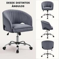 Rudas Giratorias 360 °    con Función Inclinación Sillon Trabajo Altura Ajustable Tapizada Terciopelo Gris Oscuro - details 2