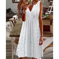 Vestido informal holgado sin mangas con cuello en V para mujer, Verano - details 3