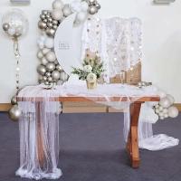 Mantel de perlas blancas, camino, decoración de gasa, velo de novia, mantel de postre Ense - details 2