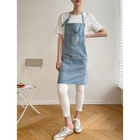 Cómodo delantal vaquero a prueba de aceite, delantales extendidos elegantes Unisex para camarero, delantal de algodón transpirable para tienda de flores para artistas, cafetería - details 2