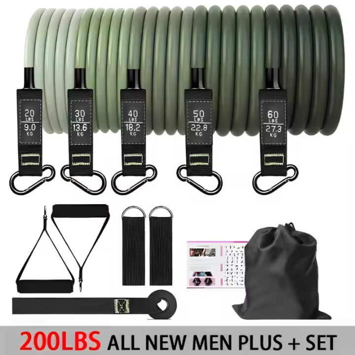 Juego de bandas elásticas de resistencia de 200 libras, cuerda de tracción de tensión, ejercicio de entrenamiento para Fitness, gimnasio en casa, equipo de entrenamiento de fuerza, 11 piezas - 1