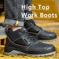 Zapatos de seguridad para hombre, botas de trabajo impermeables, antigolpes, antipinchazos, zapatos protectores, botas con punta de acero indestructibles, zapatillas de deporte para exteriores - details 1