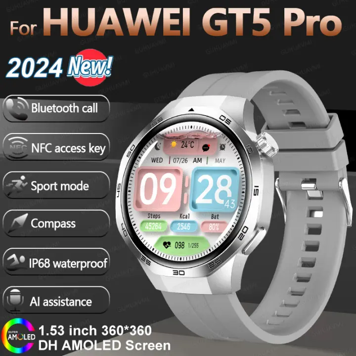 Reloj inteligente multifuncional GT5 Pro para hombre y mujer,Pulsera deportiva impermeable de 1,53 pulgadas con GPS, Bluetooth llamadas,NFC,brújula,Asistente de salud,100 + modo deportivo,Recordatorio del mensaje,Batería de 300 ma,2025，Para iOS y Android - 1