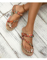 Sandalias de cuña bohemias con cuentas de madera y diamantes de imitación, cómodas y de talla grande para mujer, nueva moda 2025 - details 8