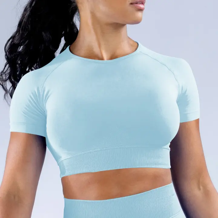 Impact Crop Top Camisetas y Tops de yoga para mujer Color sólido Ajuste ajustado Traje de fitness suave para mujer Top de yoga Gimnasio Correr Ciclismo Traje - 1