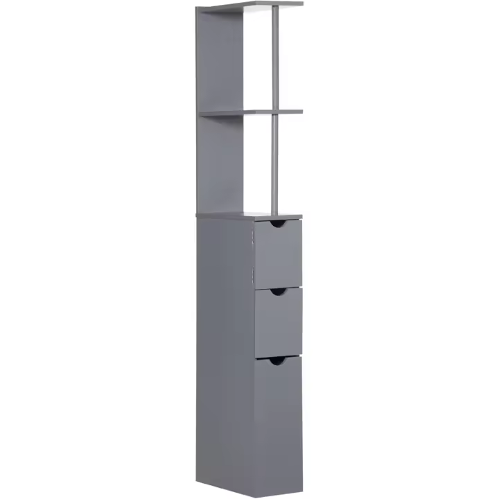 Columna Auxiliar Morno Auxiliar 2 Estantes 2 Cajones y 1 Puerta Antivuelco 15x33x136,5 cm Blanco - 1