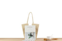 Hierba para mujer, bolso tejido ahuecado de nicho francés, un solo hombro, de mano, gran capacidad, para playa - details 4