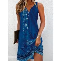 Vestido de verano con cuello en V para mujer, vestidos estampados informales - details 5